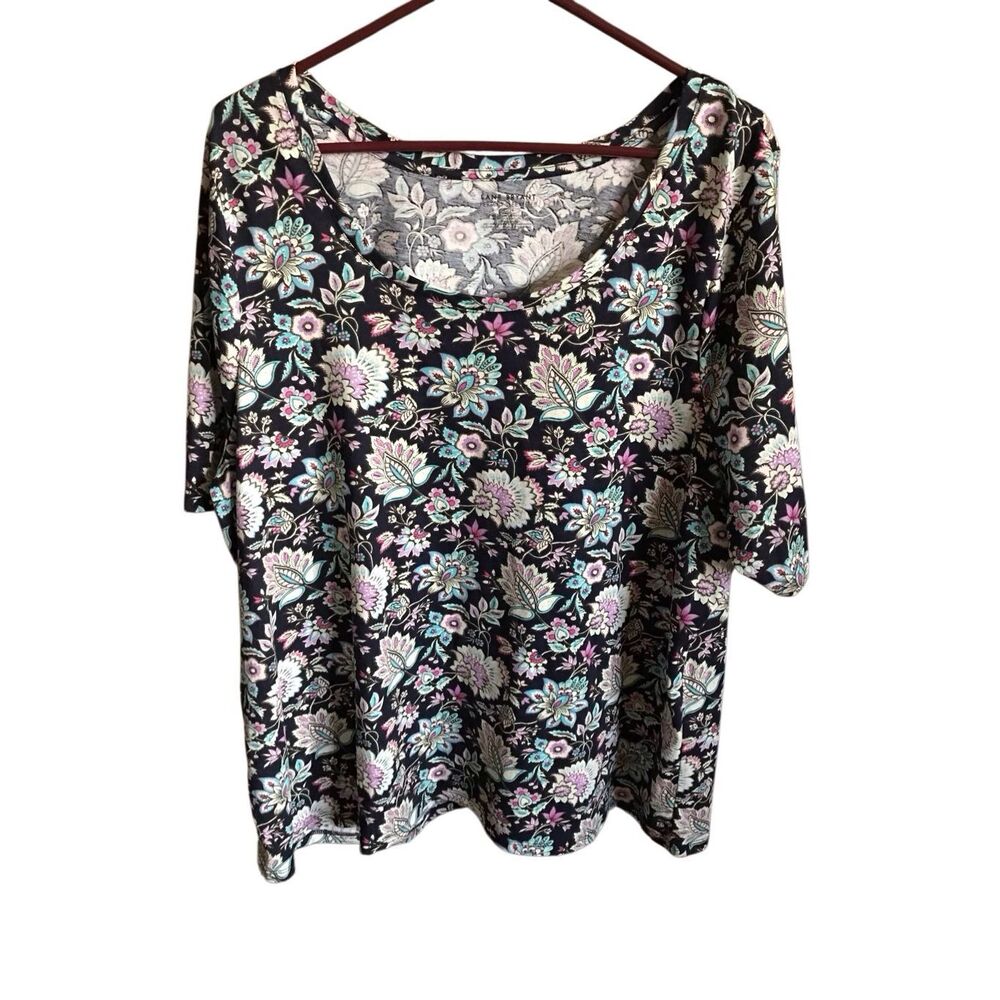 Lane Bryant black floral perfect short sleeve tee top plus size 22/24